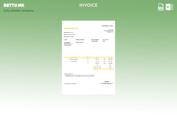 Шаблон за фактура во модерен стил USA Soft Vision Inc